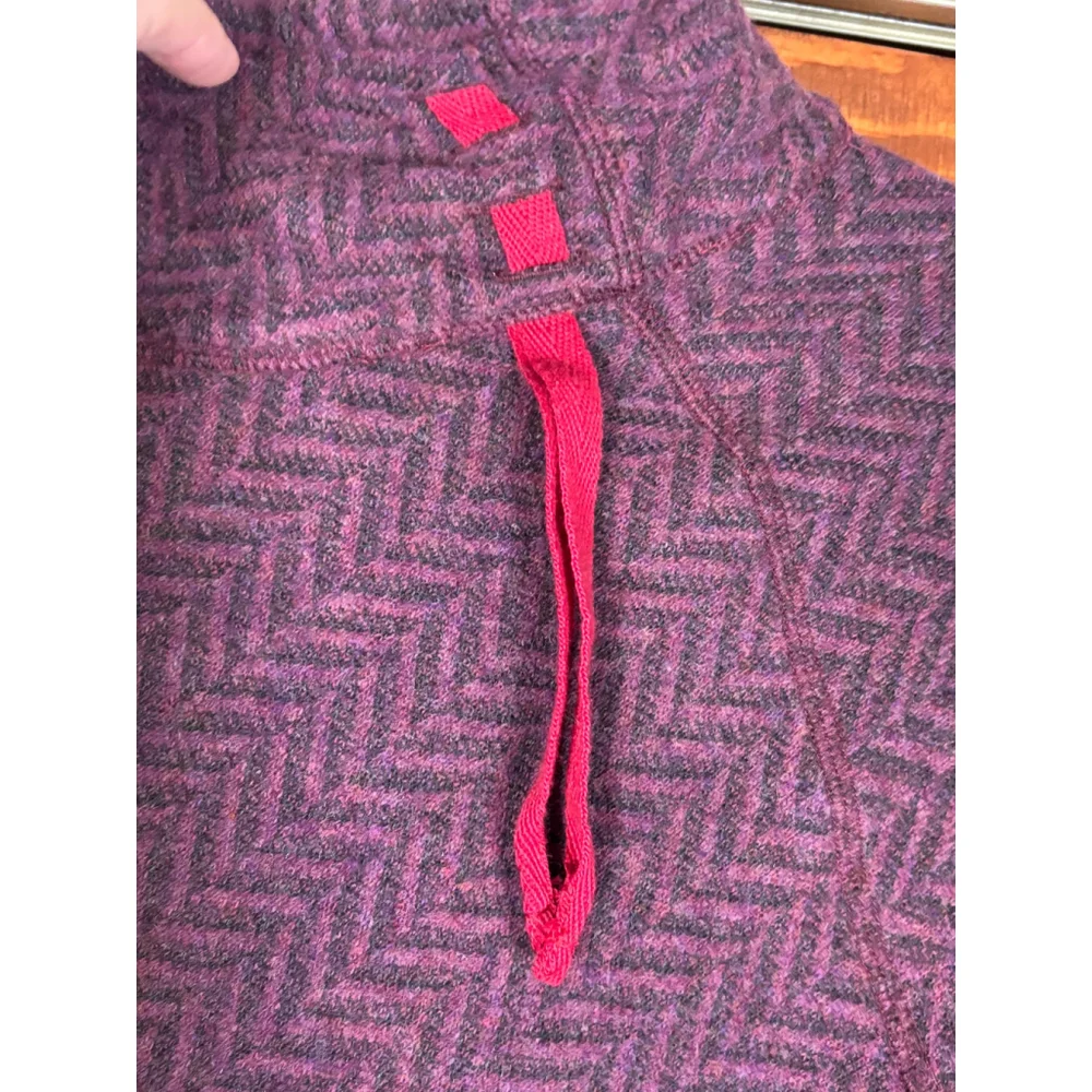 PrAna Mattea Pullover Sweater Knit Wool Blend Chevron Funnel Neck Red Plum W S - Picture 6 of 10